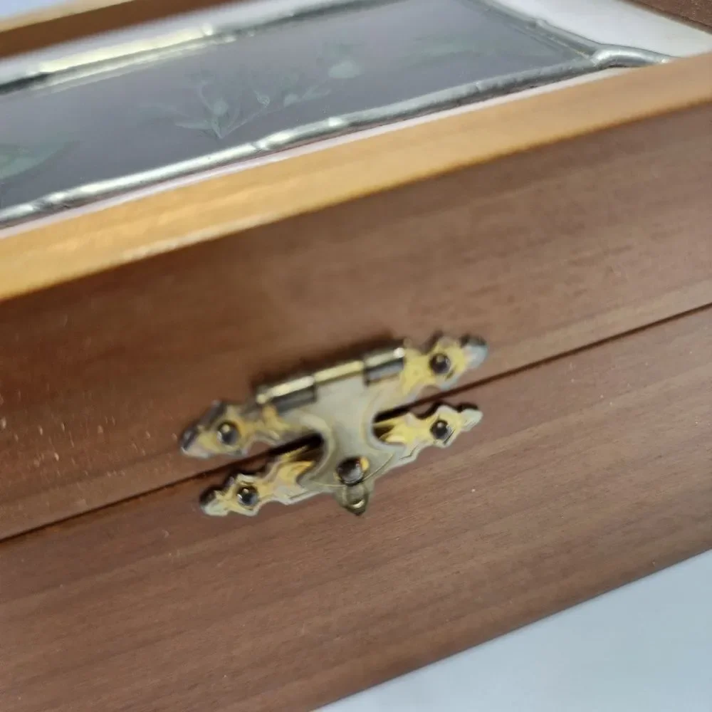 Wood and Glass Jewelry/Trinket Box